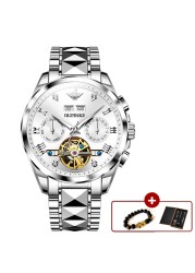 OUPINKE Automatic Men's Watches Mechanical Sapphire Glass Tourbillon Luxury Brand Wristwatch Waterproof relogio masculino 40