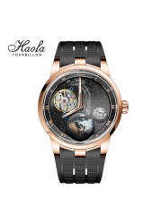 Haofa 1952 Carousel Mechanical Watch Men Sapphire Carousel Starry Energy Reserve 80H Luxury Wristwatches relógio masculino