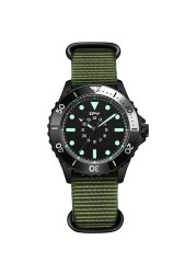 Field watch rotary bezel nylon strap 40mm black dial 24H analog display