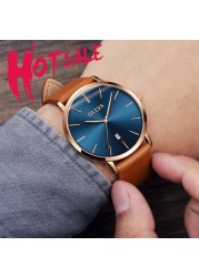 OLEVS Ultra-thin Men Watches Top Brand Fashion Casual Luxury Genuine Leather Japan Quartz Waterproof Wristwatch for Male