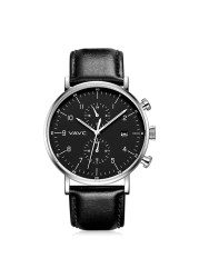 VAVC New Fashion Top Business Analog Quartz Wrist Watch for Men 24 Hours Display Leather Band Dial and Date Function Watches Men