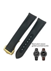 Curved End Real Cow Leather Watchband 20mm 19mm 21mm Fit For Omega Aqua Terra AT150 Seamaster Diver 300M Soft Watch Strap