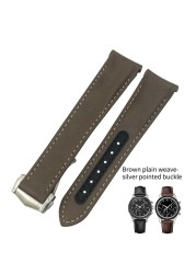 Curved End Real Cow Leather Watchband 20mm 19mm 21mm Fit For Omega Aqua Terra AT150 Seamaster Diver 300M Soft Watch Strap