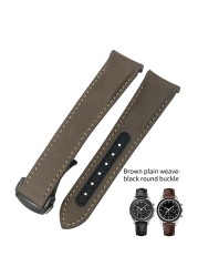 Curved End Real Cow Leather Watchband 20mm 19mm 21mm Fit For Omega Aqua Terra AT150 Seamaster Diver 300M Soft Watch Strap