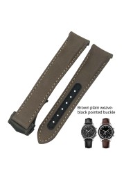 Curved End Real Cow Leather Watchband 20mm 19mm 21mm Fit For Omega Aqua Terra AT150 Seamaster Diver 300M Soft Watch Strap