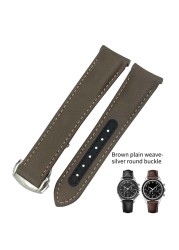 Curved End Real Cow Leather Watchband 20mm 19mm 21mm Fit For Omega Aqua Terra AT150 Seamaster Diver 300M Soft Watch Strap