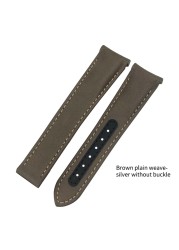 Curved End Real Cow Leather Watchband 20mm 19mm 21mm Fit For Omega Aqua Terra AT150 Seamaster Diver 300M Soft Watch Strap