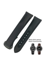 Curved End Real Cow Leather Watchband 20mm 19mm 21mm Fit For Omega Aqua Terra AT150 Seamaster Diver 300M Soft Watch Strap