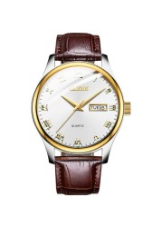 OLEVS Top Brand Classic Men's Quartz Watch Water Resistant Leather Strap Business Popular Casual Men's Watch Date Clock