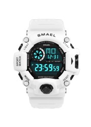 Men's Watches White Digital Watch SMAEL Sport Watch 50M Waterproof Auto Date relogio masculino Digital Military Watches Men Sport