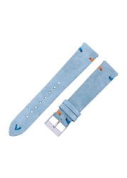 Suede Watch Straps, 18mm, 20mm, Hand-stitched, Beige, Green, Blue, Suede, for Men and Women, Quick Release