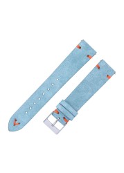 Suede Watch Straps, 18mm, 20mm, Hand-stitched, Beige, Green, Blue, Suede, for Men and Women, Quick Release