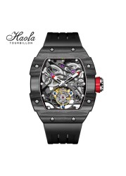 Haofa 1901 Skeleton Automatic Tourbillon Movement Watch for Men Luxury Mechanical Tourbillon Sapphire Mens Carbon Fiber Watch