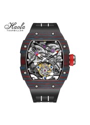 Haofa 1901 Skeleton Automatic Tourbillon Movement Watch for Men Luxury Mechanical Tourbillon Sapphire Mens Carbon Fiber Watch