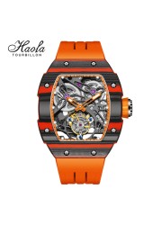 Haofa 1901 Skeleton Automatic Tourbillon Movement Watch for Men Luxury Mechanical Tourbillon Sapphire Mens Carbon Fiber Watch