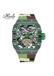 Haofa 1901 Skeleton Automatic Tourbillon Movement Watch for Men Luxury Mechanical Tourbillon Sapphire Mens Carbon Fiber Watch