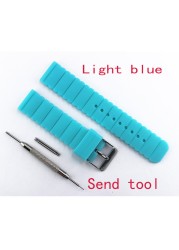 Silicone strap 20mm flat pin buckle watch accessories for kids ladies color strap