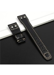 21mm 22mm Genuine Cowhide Leather Watchband with Stud for IWC Pilot PORTOFINO Portuguese Watch Strap Folding Buckle Accessories