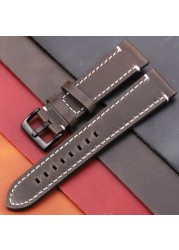 Genuine Leather Watch Band Strap Manual Men Thick 7 Colors 18mm 20mm 22mm 24mm Watchbands Stainless Steel Buckle Accessories