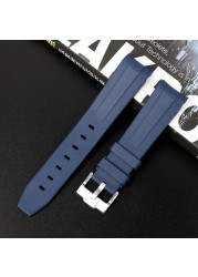 Curved End High Quality FKM Rubber Watch Band 20mm Men Women Waterproof Replacement Strap Wristband Diving Watch Accessories