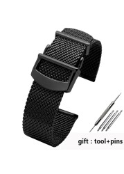 Watch Accessories Folding Clasp 20mm 22mm Milanese Stainless Steel Mesh Watch Band Best For IWC Portofino Family Chain Strap