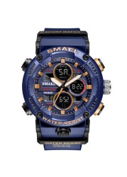 SMAEL sport watch men waterproof LED digital watches stopwatch big dial watch for male 8038 relogio masculino men quartz watches