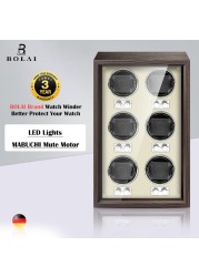 BOLAI luxury brand watch winder wood high-end 2 4 slot automatic watches box with Mabuchi motor watch cabinet watch storage box