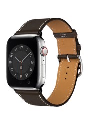 High Quality Genuine Leather Ebene Barenia Single Round Deployment Buckle Strap for iwatch Apple Watch7 6 Se 5 4 3 2 1