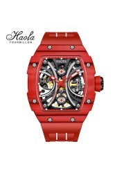 Haofa Men Automatic Mechanical Skeleton Luminous Sapphire Carbon Fiber Wrist Watches Luxury Mannen Horloge 1909 Men's Wristwatch