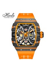 Haofa Men Automatic Mechanical Skeleton Luminous Sapphire Carbon Fiber Wrist Watches Luxury Mannen Horloge 1909 Men's Wristwatch