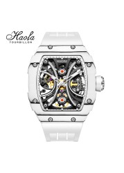 Haofa Men Automatic Mechanical Skeleton Luminous Sapphire Carbon Fiber Wrist Watches Luxury Mannen Horloge 1909 Men's Wristwatch