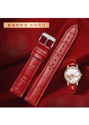 red color for any brand women watch12mm14mm 15mm 16mm 18mm 20mmRose gold buckle genuine leather watches wrist strap