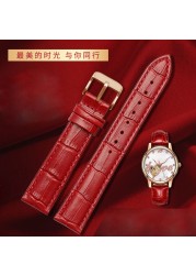 red color for any brand women watch12mm14mm 15mm 16mm 18mm 20mmRose gold buckle genuine leather watches wrist strap