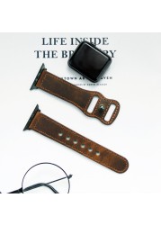 Genuine Leather Korea Strap for Apple Watch Band 45/41mm 44 40 42 38 Pulseira Apple Watch 7 6 5 4 3 2 1 SE Bracelet for iWatch