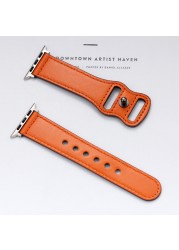 Genuine Leather Korea Strap for Apple Watch Band 45/41mm 44 40 42 38 Pulseira Apple Watch 7 6 5 4 3 2 1 SE Bracelet for iWatch