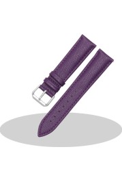 PEIYI Genuine Leather Watchband 16 18 20 22mm Purple Red Bracelet for Women Fashion Cowhide Watch Chain Quick Release