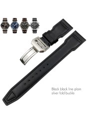 21mm 22mm High Quality Genuine Leather Rivets Watchband Fit For IWC Large Pilot Spitfire Gun Top Brown Black Cowhide Watch Strap