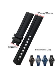 20mm 21mm 19/22mm High Quality Fluoros Rubber Watches Silicone Band Belt Fit For Omega New Seamaster 300 Black Blue Soft Strap