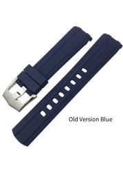 20mm 21mm 19/22mm High Quality Fluoros Rubber Watches Silicone Band Belt Fit For Omega New Seamaster 300 Black Blue Soft Strap