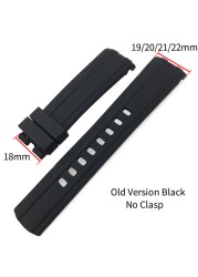 20mm 21mm 19/22mm High Quality Fluoros Rubber Watches Silicone Band Belt Fit For Omega New Seamaster 300 Black Blue Soft Strap