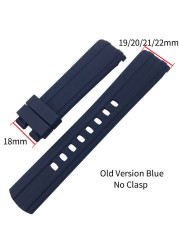 20mm 21mm 19/22mm High Quality Fluoros Rubber Watches Silicone Band Belt Fit For Omega New Seamaster 300 Black Blue Soft Strap