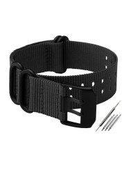 Nylon men's watch strap, 22mm and 23mm, waterproof, sport, luminox, NATO strap, black, trendy