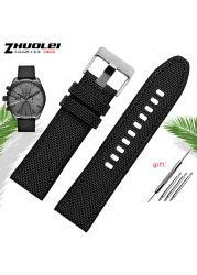 For Diesel Dz4500 Dz4506 DZ7420 DZ4318 Canvas Silicone Watch Strap Men's Officer Series 24 26 28mm Accessories Nylon Watchband