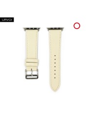 URVOI Leather Band for Apple Watch Series 7 6 SE 5 4 3 2 1 Round One for iwatch Straps Wrist Band Classic Design 41 45mm