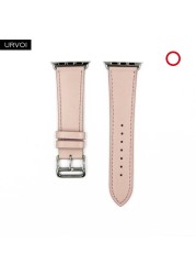 URVOI Leather Band for Apple Watch Series 7 6 SE 5 4 3 2 1 Round One for iwatch Straps Wrist Band Classic Design 41 45mm