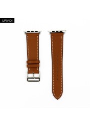 URVOI Leather Band for Apple Watch Series 7 6 SE 5 4 3 2 1 Round One for iwatch Straps Wrist Band Classic Design 41 45mm