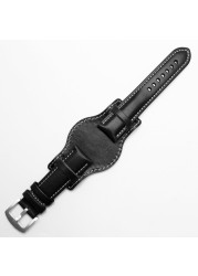 Genuine Leather Bracelet 18mm 20mm 21mm 22mm Watch Strap Man Watchband With Mat Wrist Band Handmade Leather Bracelet