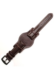 Genuine Leather Bracelet 18mm 20mm 21mm 22mm Watch Strap Man Watchband With Mat Wrist Band Handmade Leather Bracelet