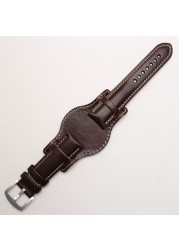 Genuine Leather Bracelet 18mm 20mm 21mm 22mm Watch Strap Man Watchband With Mat Wrist Band Handmade Leather Bracelet