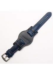 Genuine Leather Bracelet 18mm 20mm 21mm 22mm Watch Strap Man Watchband With Mat Wrist Band Handmade Leather Bracelet